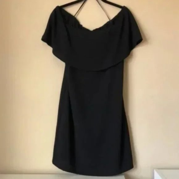 NEW Charles Henry Off the Shoulder Ruffle Black Mini Dress - Picture 3 of 6
